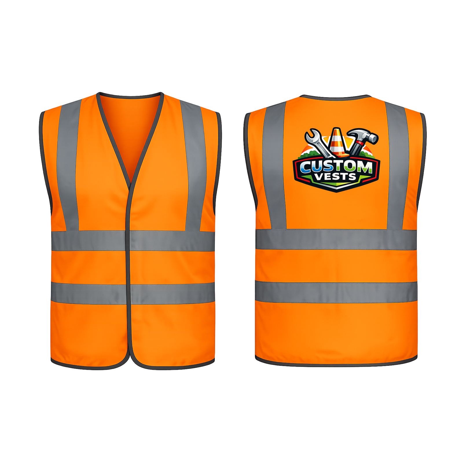 vest-orange-nologo-logo (Copy) Custom Hi Vis Vest – Personalised Logo or Text, Back or Front & Back Print (Copy) - Image 4