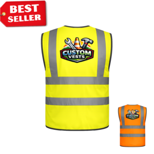 custom hi vis vest with personalised logo or text on the back