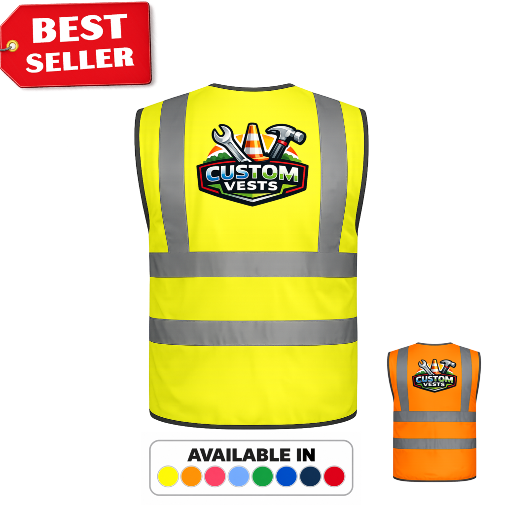 Custom Hi-Vis Vest with Personalised Back Logo or Text – EN ISO 20471