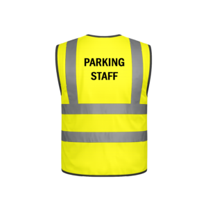 vest yellow back parking staff